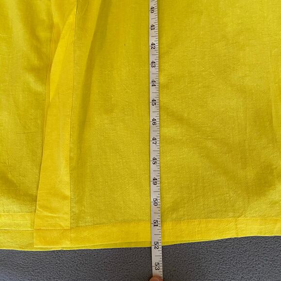 Vtg 80s 90s Two Potato Button Down Tie Back Short Sleeve Maxi Dress XL Yellow - Picture 14 of 16